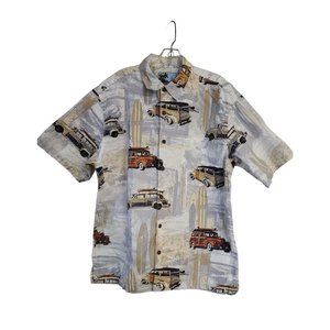 Bluewater Wear Mens Shirt 100% Cotton Sort Sleeved Beach Hawaiian Wooden Buttons